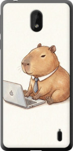 Чехол для Nokia 1 Plus Funny Capybara CEO Working (Разноцветный)