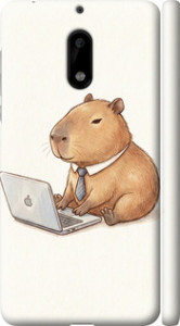 Чехол для Nokia 6 Funny Capybara CEO Working (Разноцветный)