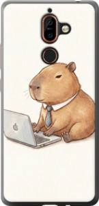 Чехол для Nokia 7 Plus Funny Capybara CEO Working (Разноцветный)