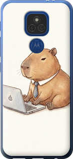 Чехол для Motorola E7 Plus Funny Capybara CEO Working (Разноцветный)