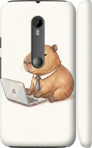 Чехол для Motorola Moto G3 Funny Capybara CEO Working (Разноцветный)