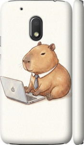 Чехол для Motorola Moto G4 Play Funny Capybara CEO Working (Разноцветный)