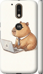 Чехол для Motorola MOTO G4 PLUS Funny Capybara CEO Working (Разноцветный)