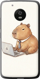 Чехол для Motorola Moto G5 Funny Capybara CEO Working (Разноцветный)