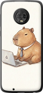 Чехол для Motorola Moto G6 Funny Capybara CEO Working (Разноцветный)