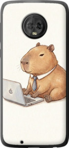 Чохол для Motorola Moto G6 Funny Capybara CEO Working (Різнокольоровий)