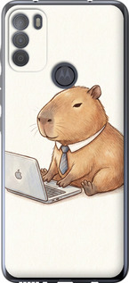 Чехол для Motorola G50 Funny Capybara CEO Working (Разноцветный)