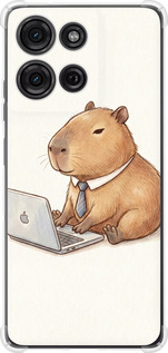 Чехол для Motorola Moto G75 5G Funny Capybara CEO Working (Разноцветный)