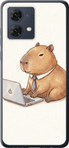 Чехол для Motorola Moto G84 Funny Capybara CEO Working (Разноцветный)
