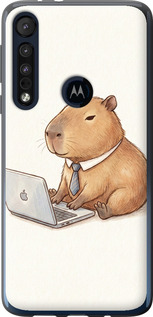Чехол для Motorola One Macro Funny Capybara CEO Working (Разноцветный)