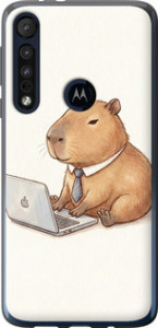 Чехол для Motorola One Macro Funny Capybara CEO Working (Разноцветный)