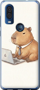 Чехол для Motorola One Vision Funny Capybara CEO Working (Разноцветный)