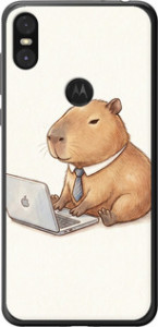 Чохол для Motorola One Funny Capybara CEO Working (Різнокольоровий)