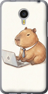 Чехол для Meizu MX4 PRO Funny Capybara CEO Working (Разноцветный)