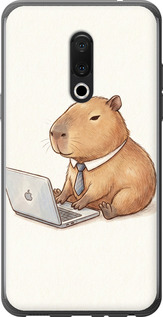Чехол для Meizu 15 Plus Funny Capybara CEO Working (Разноцветный)