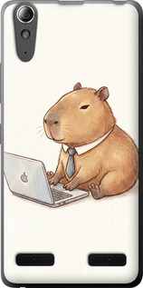 Чехол для Lenovo A6000 Funny Capybara CEO Working (Разноцветный)