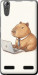 Чехол для Lenovo A6000 Funny Capybara CEO Working (Разноцветный)