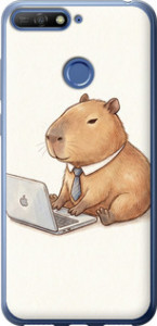 Чехол для Huawei Y6 Prime 2018 Funny Capybara CEO Working (Разноцветный)