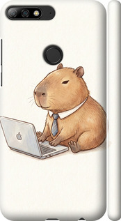 Чехол для Huawei Y7 Prime 2018 Funny Capybara CEO Working (Разноцветный)