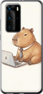 Чехол для Huawei P40 Pro Funny Capybara CEO Working (Разноцветный)