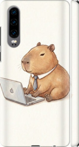 Чехол для Huawei P30 Funny Capybara CEO Working (Разноцветный)