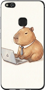 Чехол для Huawei P10 Lite Funny Capybara CEO Working (Разноцветный)