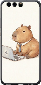 Чехол для Huawei P10 Funny Capybara CEO Working (Разноцветный)