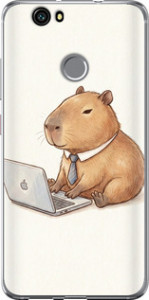 Чехол для Huawei Nova Funny Capybara CEO Working (Разноцветный)
