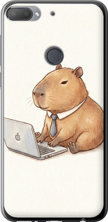 Чехол для HTC Desire 12 Plus Funny Capybara CEO Working (Разноцветный)