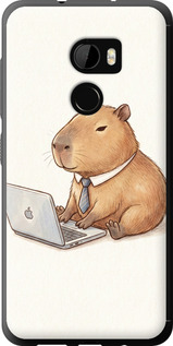 Чехол для HTC One X10 Funny Capybara CEO Working (Разноцветный)