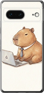Чехол для Google Pixel 7 Funny Capybara CEO Working (Разноцветный)