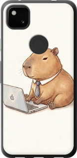 Чохол для Google Pixel 4A Funny Capybara CEO Working (Різнокольоровий)