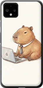Чехол для Google Pixel 4 XL Funny Capybara CEO Working (Різнокольоровий)