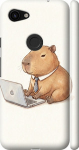 Чохол для Google Pixel 3a XL Funny Capybara CEO Working (Різнокольоровий)
