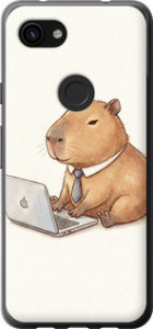 Чохол для Google Pixel 3a XL Funny Capybara CEO Working (Різнокольоровий)