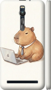 Чехол для Asus Zenfone 2 ZE551ML Funny Capybara CEO Working (Разноцветный)