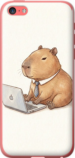 Чехол для iPhone 5c Funny Capybara CEO Working (Разноцветный)