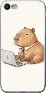 Чехол для iPhone SE 2022 Funny Capybara CEO Working (Разноцветный)