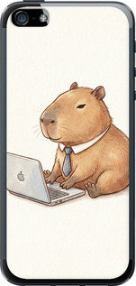 Чехол для iPhone 5 Funny Capybara CEO Working (Разноцветный)