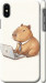 Чехол для iPhone X Funny Capybara CEO Working (Разноцветный)