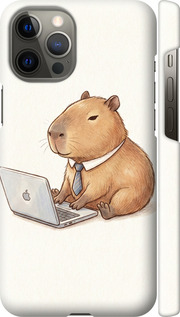 Чехол для iPhone 12 Pro Max Funny Capybara CEO Working (Разноцветный)