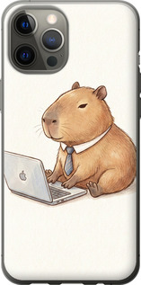 Чехол для iPhone 12 Pro Max Funny Capybara CEO Working (Разноцветный)