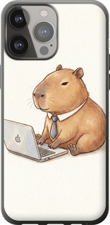 Чехол для iPhone 13 Pro Max Funny Capybara CEO Working (Разноцветный)