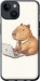Чехол для iPhone 14 Funny Capybara CEO Working (Разноцветный)