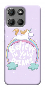 Чохол Believe in your dreams unicorn для Motorola Moto G15 Power