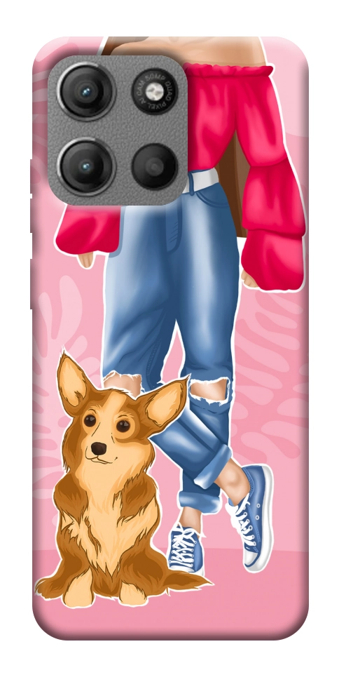 Чехол Girl and corgi для Motorola Moto G15 Power