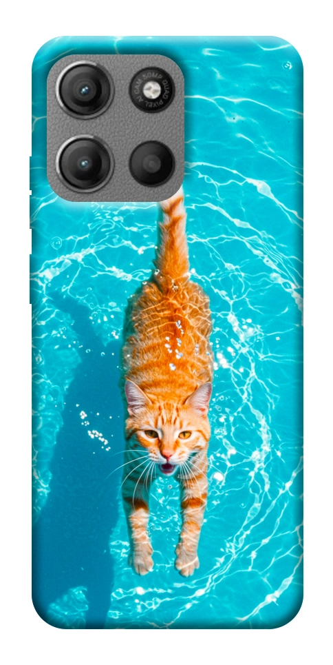 Чехол Cat swimming для Motorola Moto G15 Power