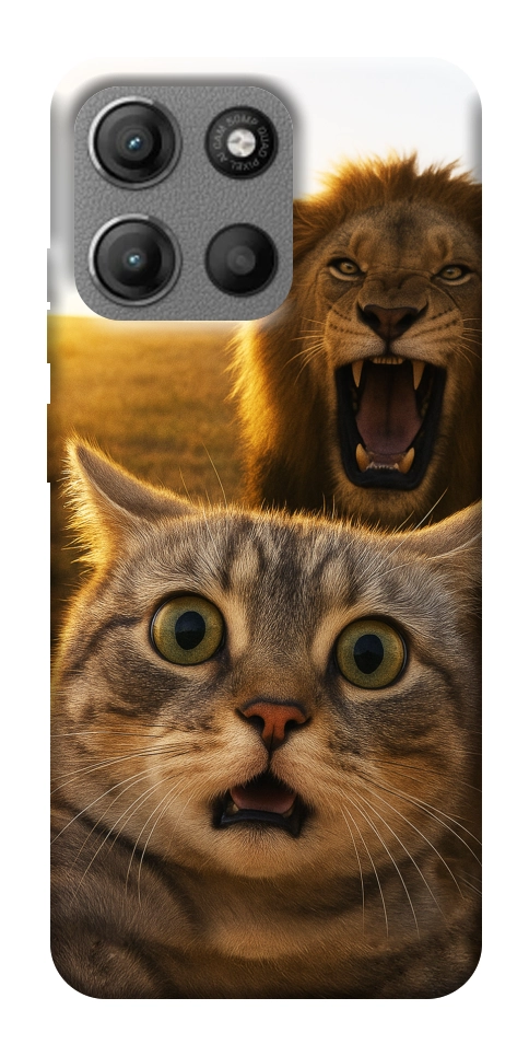 Чехол Shocked cat and lion для Motorola Moto G15 Power