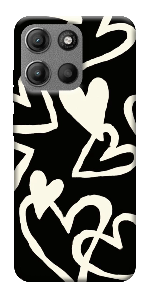Чехол Black and white hearts для Motorola Moto G15 Power