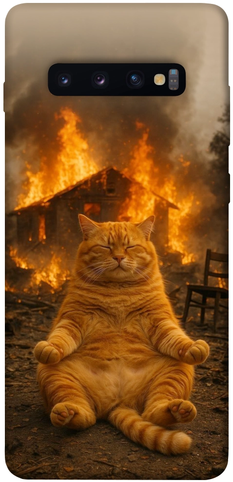 Чехол Burning cat для Galaxy S10 Plus (2019)